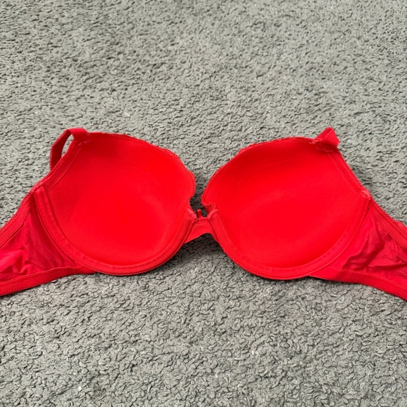 Forever 21 Red Lace Push Up Bra with Bow Sexy Valentine’s Day Lingerie Size 36C - Picture 5 of 6
